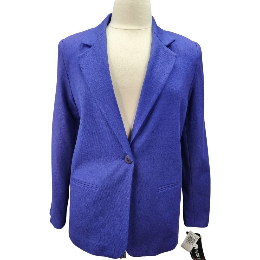 NEW Sag Harbor Blazer Womens 14 Royal Blue Wool Suit Jacket Work Career Business